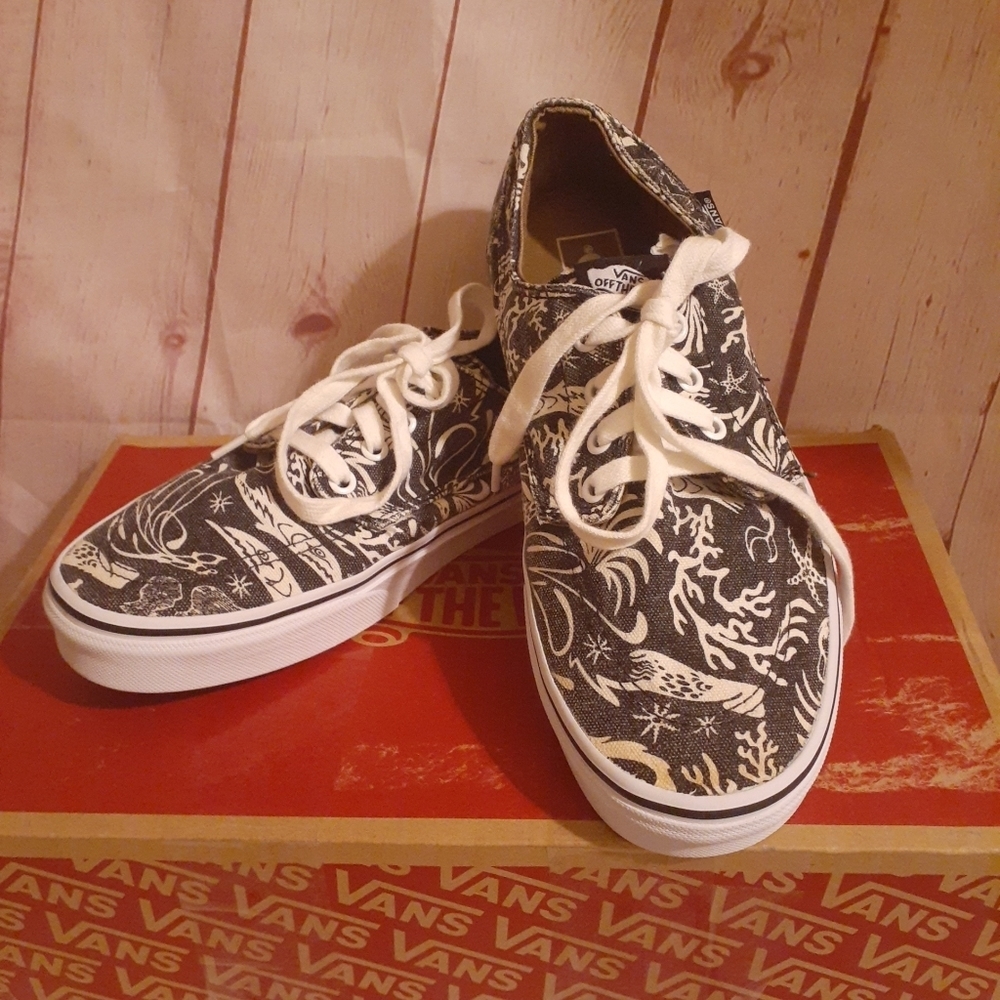 RARE! Vans Black/White "Night Ocean Brigata" Skate Sneakers Women 9.5M/Men 8